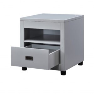 24″ Dove Gray Square End Table With Drawer And Shelf