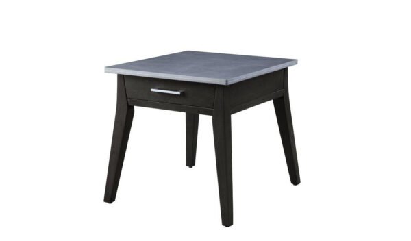 24" Dark Brown And Gray Sintered Stone Manufactured Wood Rectangular End Table With Drawer - Image 2