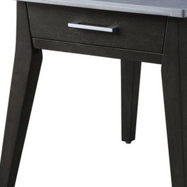 24" Dark Brown And Gray Sintered Stone Manufactured Wood Rectangular End Table With Drawer - Image 4