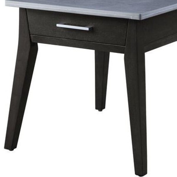 24" Dark Brown And Gray Sintered Stone Manufactured Wood Rectangular End Table With Drawer - Image 5