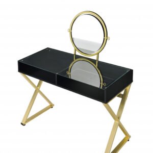 42″ Black and Gold Mirrored Dresser