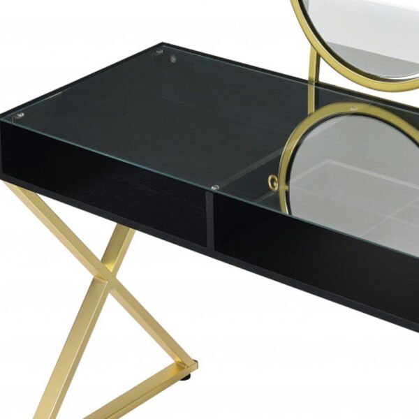 42" Black and Gold Mirrored Dresser - Image 6