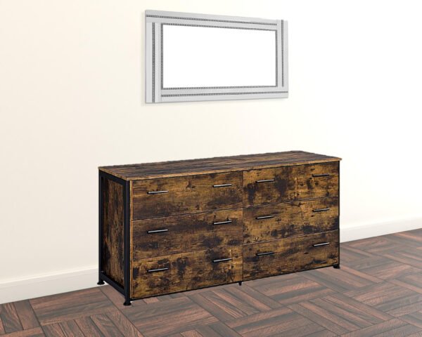 59" Brown and Black Six Drawer Double Dresser - Image 4