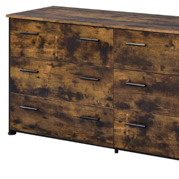 59" Brown and Black Six Drawer Double Dresser - Image 6