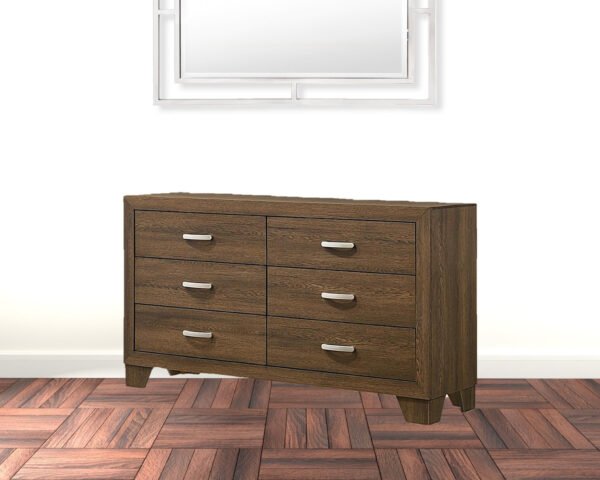 59" Oak Manufactured Wood Six Drawer Double Dresser - Image 3