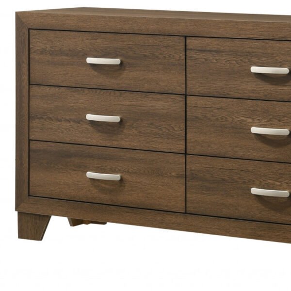 59" Oak Manufactured Wood Six Drawer Double Dresser - Image 5