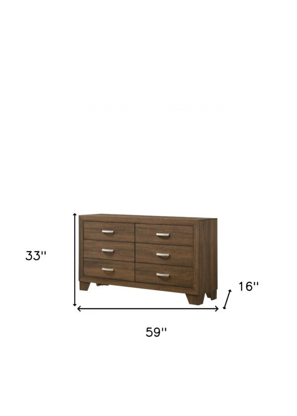 59" Oak Manufactured Wood Six Drawer Double Dresser - Image 6