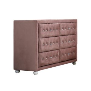 40″ Pink Solid Wood Six Drawer Double Dresser