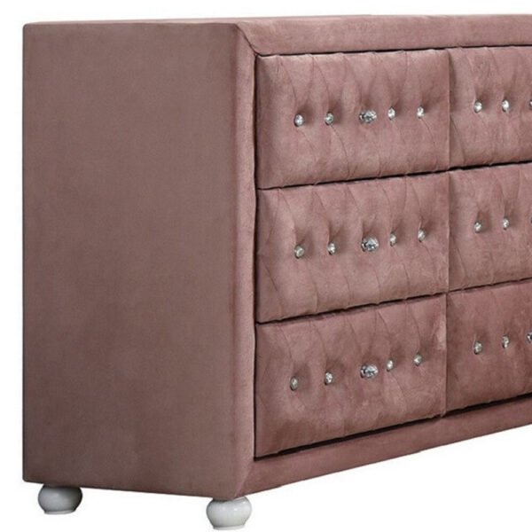 40" Pink Solid Wood Six Drawer Double Dresser - Image 5