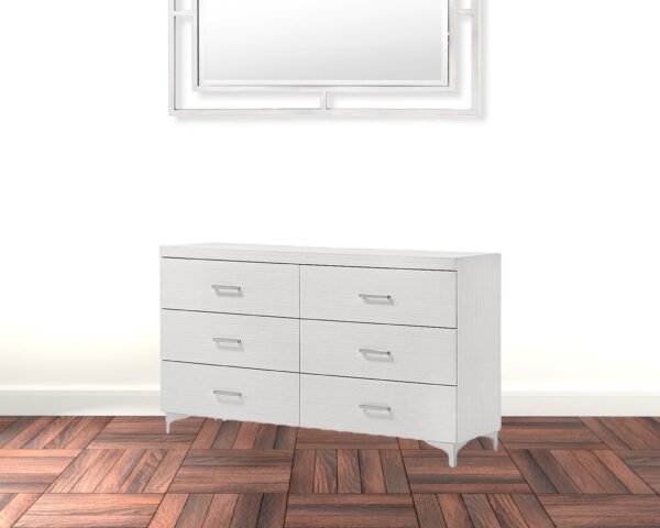 58" White Solid Wood Six Drawer Double Dresser - Image 3