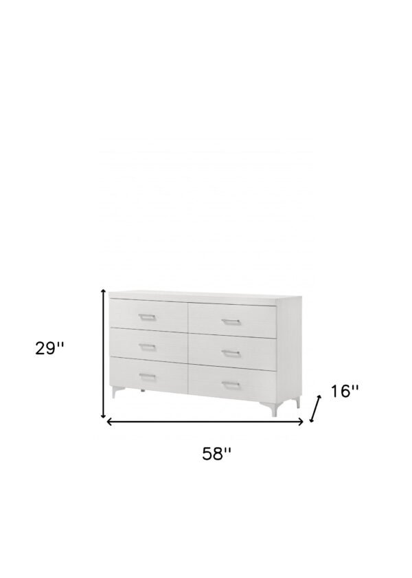 58" White Solid Wood Six Drawer Double Dresser - Image 6