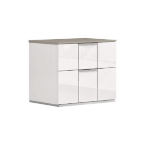20″ White Contemporary Two Drawer Nightstand