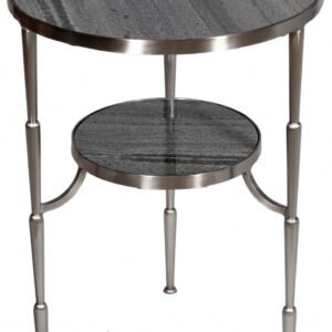 22″ Nickel Marble And Iron Round End Table