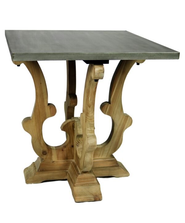 24" Natural Brown And Gray Metal And Solid Wood Square End Table - Image 2