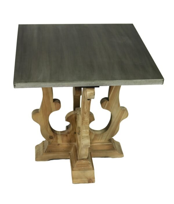 24" Natural Brown And Gray Metal And Solid Wood Square End Table - Image 3