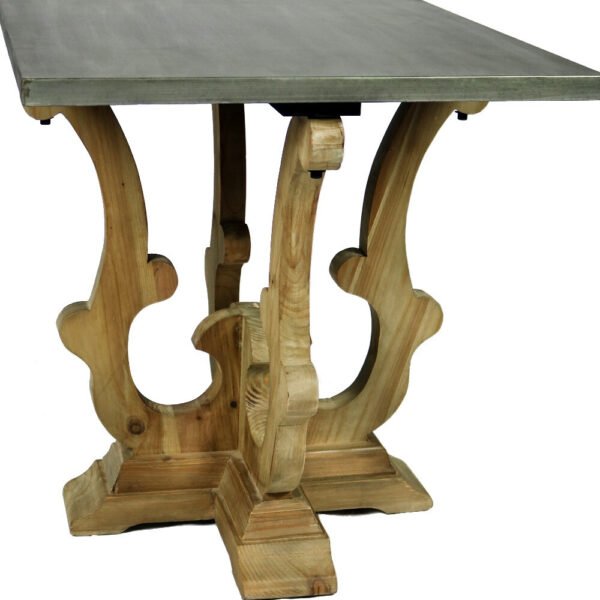 24" Natural Brown And Gray Metal And Solid Wood Square End Table - Image 5