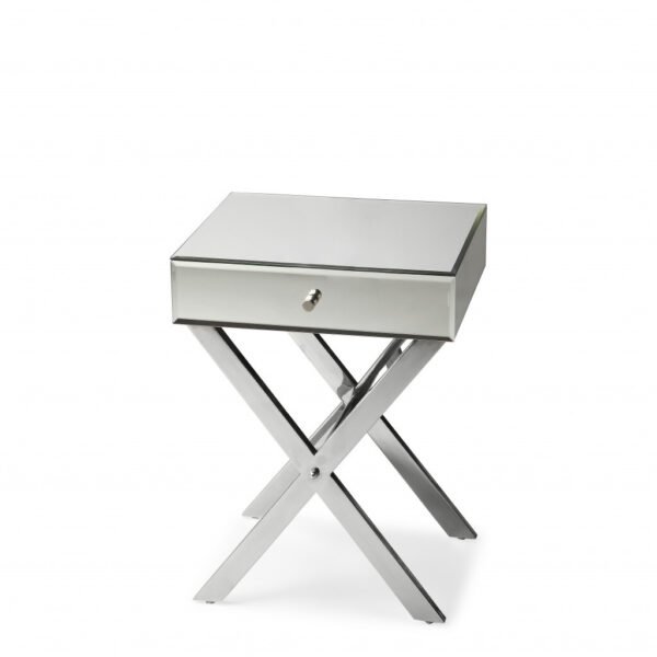 24" Mirrored Glass End Table With Drawer - Image 2