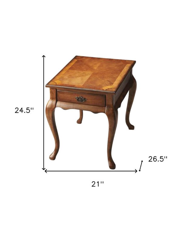 25" Medium Brown Solid And Manufactured Wood Rectangular End Table With Drawer - Image 5