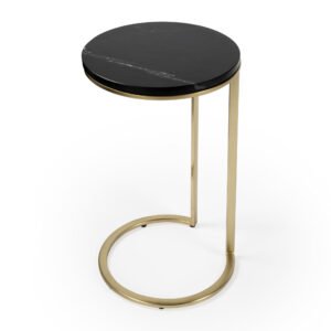 28″ Black Marble Round End Table