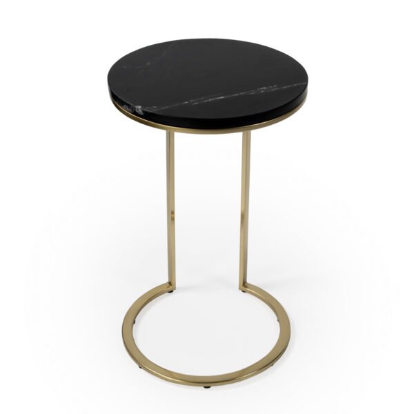 28" Black Marble Round End Table - Image 5