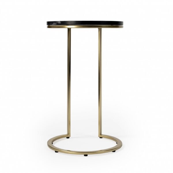 28" Black Marble Round End Table - Image 6