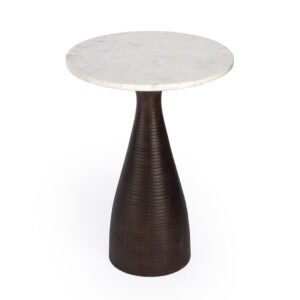 22″ Brown Marble Round End Table