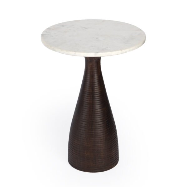 22" Brown Marble Round End Table - Image 2