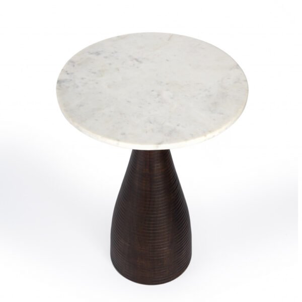 22" Brown Marble Round End Table - Image 5