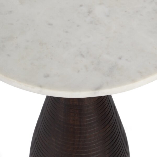 22" Brown Marble Round End Table - Image 7