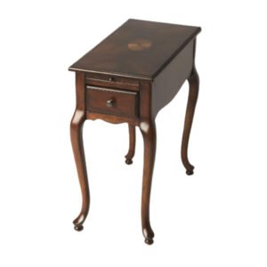 25″ Cherry Brown Solid And Manufactured Wood Rectangular End Table With Drawer