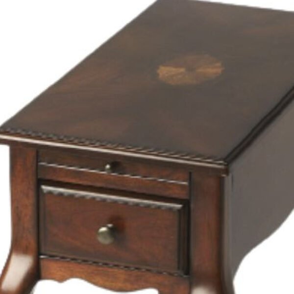 25" Cherry Brown Solid And Manufactured Wood Rectangular End Table With Drawer - Image 4