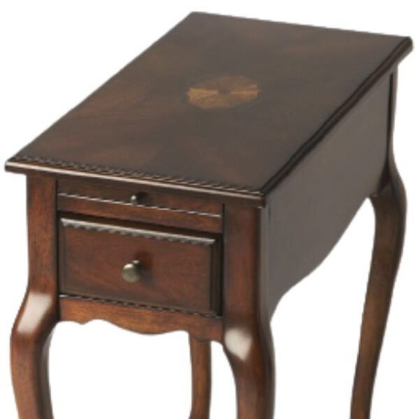 25" Cherry Brown Solid And Manufactured Wood Rectangular End Table With Drawer - Image 5