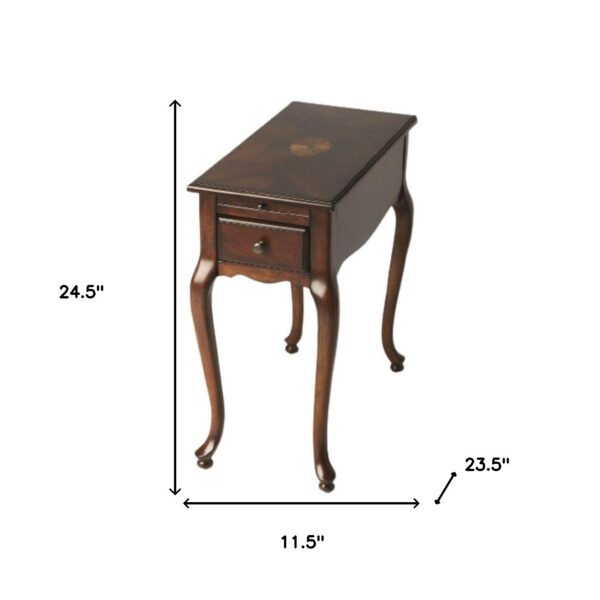 25" Cherry Brown Solid And Manufactured Wood Rectangular End Table With Drawer - Image 6