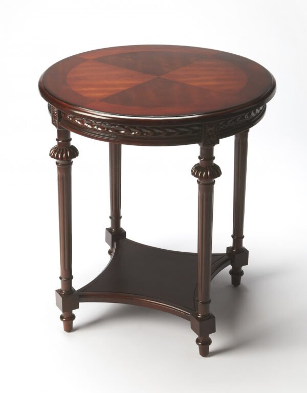 27" Dark Brown Manufactured Wood Round End Table With Shelf - Image 2