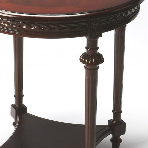 27" Dark Brown Manufactured Wood Round End Table With Shelf - Image 4