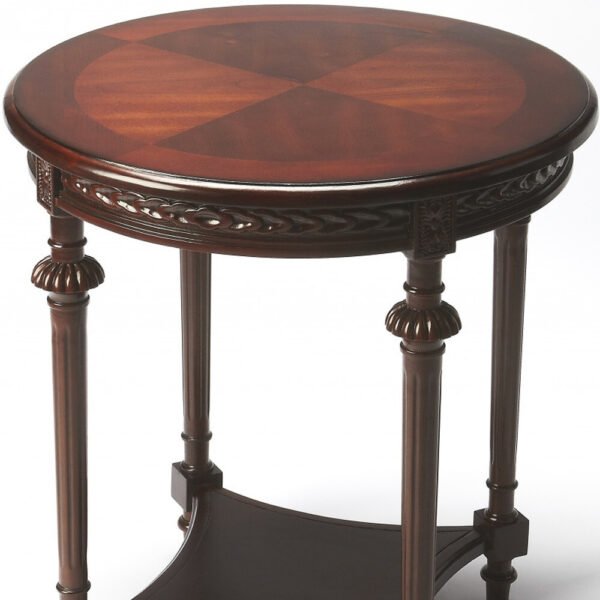 27" Dark Brown Manufactured Wood Round End Table With Shelf - Image 5