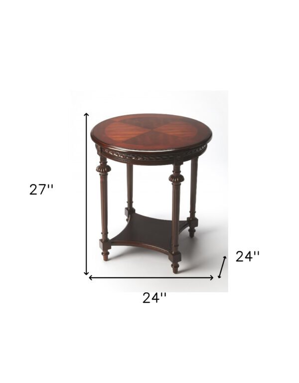 27" Dark Brown Manufactured Wood Round End Table With Shelf - Image 6