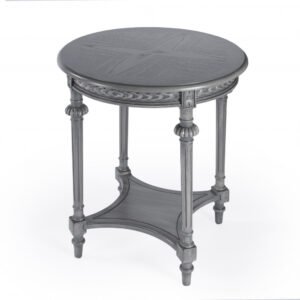 27″ Gray Classic Round End Table With Shelf