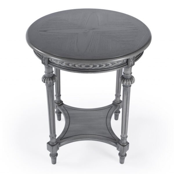 27" Gray Classic Round End Table With Shelf - Image 3