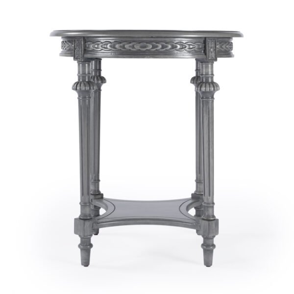 27" Gray Classic Round End Table With Shelf - Image 4