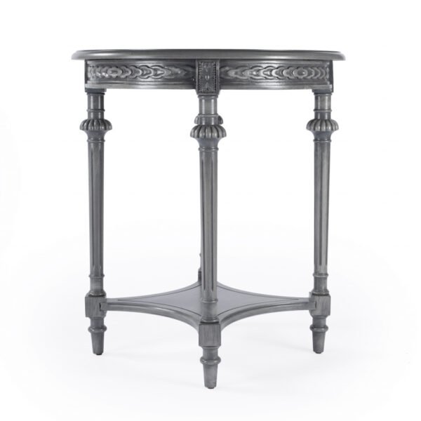 27" Gray Classic Round End Table With Shelf - Image 5