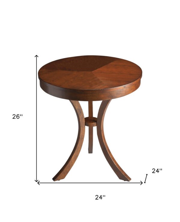 26" Medium Brown Manufactured Wood Round End Table - Image 7