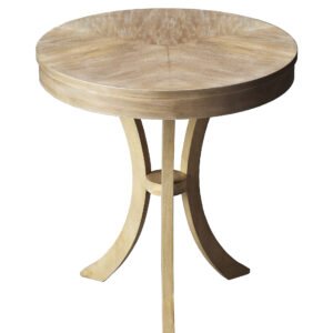 26″ Beige Distressed Round Three Leg End Table