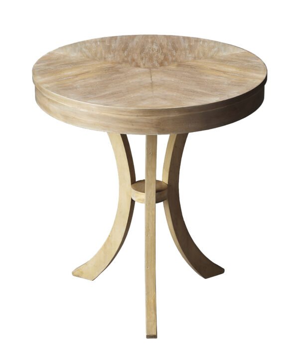 26" Beige Distressed Round Three Leg End Table