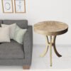 26" Beige Distressed Round Three Leg End Table - Image 3