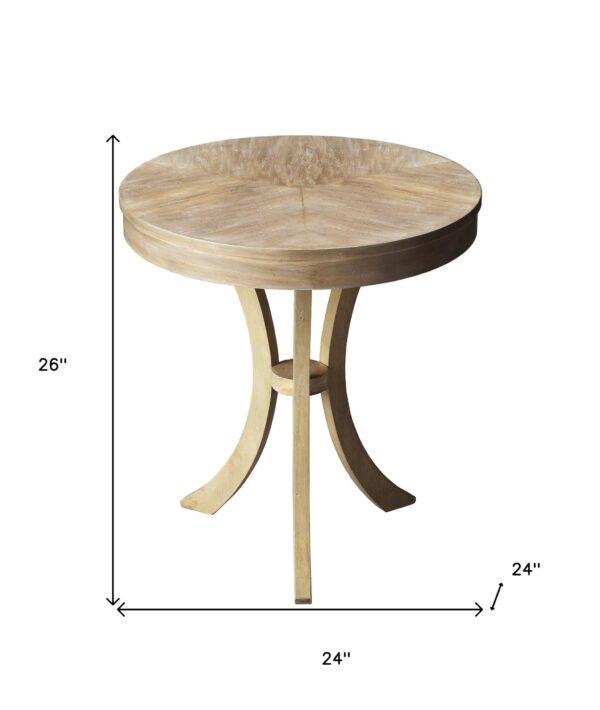 26" Beige Distressed Round Three Leg End Table - Image 6