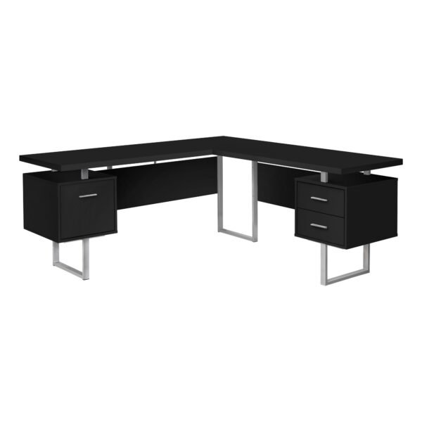 71" Black And Gray L Shape Computer Desk