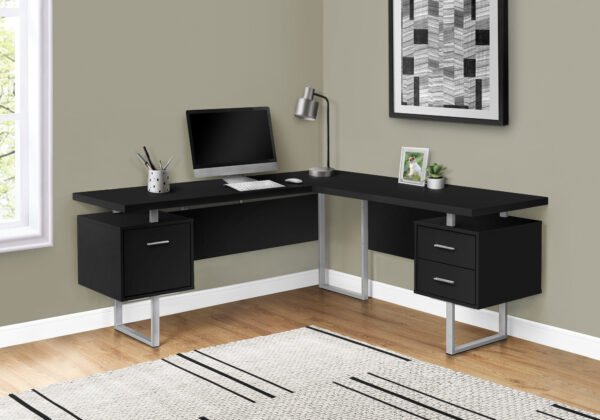 71" Black And Gray L Shape Computer Desk - Image 4