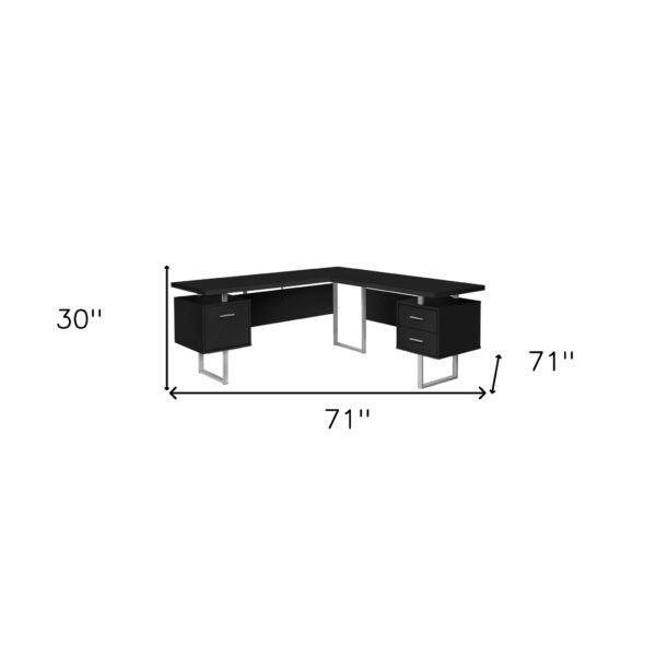 71" Black And Gray L Shape Computer Desk - Image 6