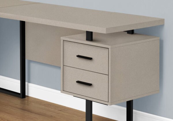 71" Taupe And Black L Shape Computer Desk - Image 5